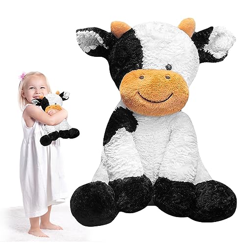 DAJASD Kuscheltier Kuh, 25CM Kuh-Plüschtier Plüschkissen, Plüschkuh Spielzeug Weich Stofftier Flauschige, Schwarz - Weißes Plüschkuh Spielzeug für Baby Kinder und Erwachsene Geschenke von DAJASD