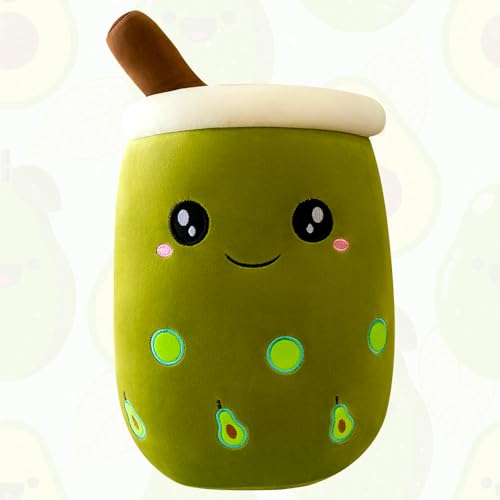 DAJASD Bubble Tea Plüschtier, Bubble Tea Kuscheltier 23cm, Teetasse Kissen Kinderspielzeug, Bubble Pearl Milk Tea Kuschelkissen für Kinder Mädchen Erwachsene Cartoon(Dunkelgrün) von DAJASD