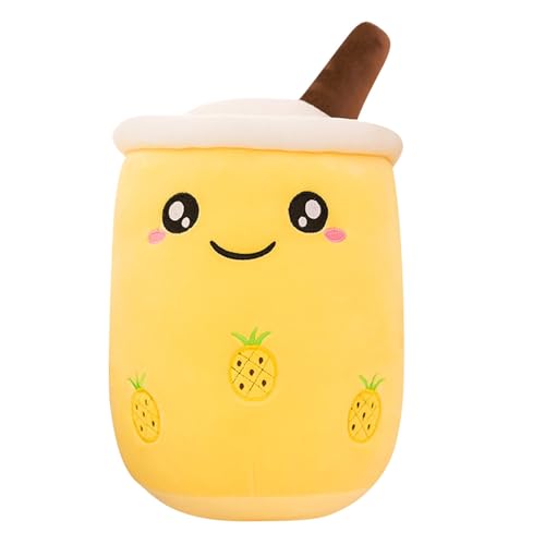 DAJASD Bubble Tea Kuscheltier, Bubble Tea Plüschtier, 25CM Teetasse Kissen Kinderspielzeug, Squishmallow Bubble Tea, Boba Kuscheltier, Squishmallow Klein Kuscheltiere für Kinder Erwachsene(Gelb) von DAJASD