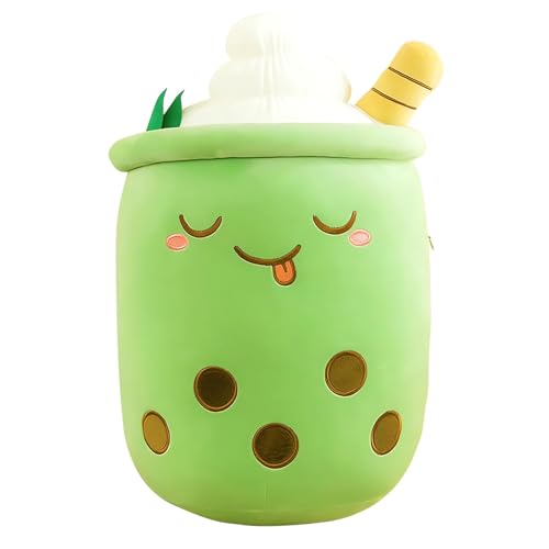 DAJASD Bubble Tea Plüschtier, 35CM Bubble Tea Kuscheltier, Teetasse Kissen Kinderspielzeug, Cartoon Plüsch Kissen, Bubble Pearl Milk Tea Kuschelkissen, Weiches Kissen für Kinder Erwachsene(Grün) von DAJASD