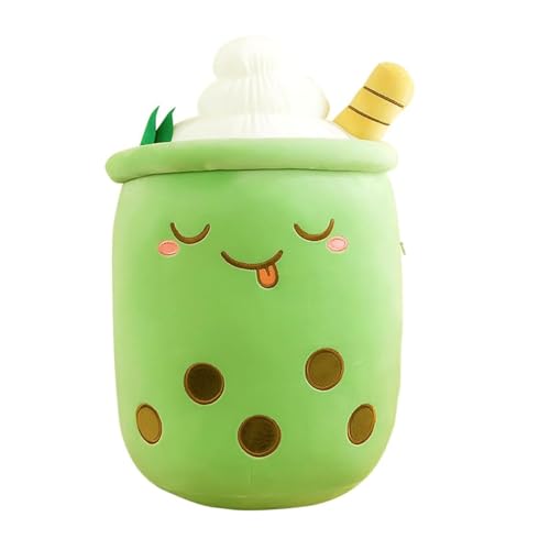 DAJASD Bubble Tea Plüschtier, Teetasse Kissen Kinderspielzeug, Bubble Tea Kuscheltier Für Kinder Mädchen Erwachsene, Bubble Pearl Milk Tea Kuschelkissen Cartoon Plüsch Kissen Weiches Kissen(Grün) von DAJASD