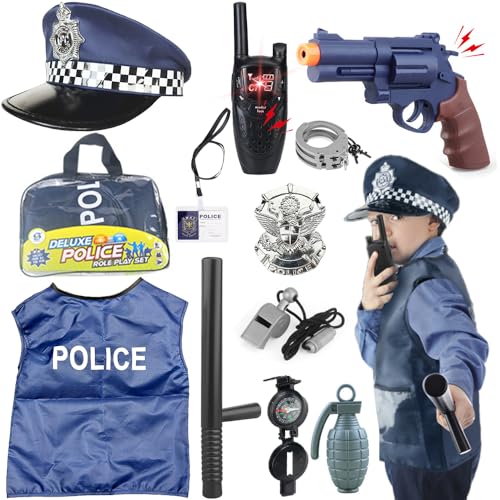 DAJASD Polizei Kostüm Kinder, 13 Stück Polizei Kostüm Zubehör, Polizei Zubehör Set, Polizeikostüm mit Polizei Ausrüstung für Kinder Cosplay, Mottoparty, Karneval Party Rollenspiele zu Spielen DAJASD Polizei Kostüm Kinder, 13 Stück Polizei Kostüm Zubehör, Polizei Zubehör Set, Polizeikostüm mit Polizei Ausrüstung für Kinder Cosplay, Mottoparty, Karneval Party Rollenspiele zu Spielen von DAJASD