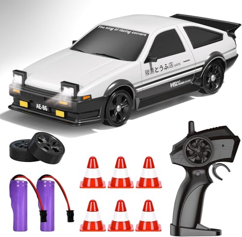 DAJASD Rc Drift Car, 1:24 Ferngesteuerte Autos Drift, 2.4GHz Drift Auto Ferngesteuert, Rc Car mit Fernbedienung, Beleuchtung, Zwei Batterien, 4 Reifen und 6 StraßEnsperren für Jungen ab 7+ Jahren DAJASD Rc Drift Car, 1:24 Ferngesteuerte Autos Drift, 2.4GHz Drift Auto Ferngesteuert, Rc Car mit Fernbedienung, Beleuchtung, Zwei Batterien, 4 Reifen und 6 StraßEnsperren für Jungen ab 7+ Jahren von DAJASD