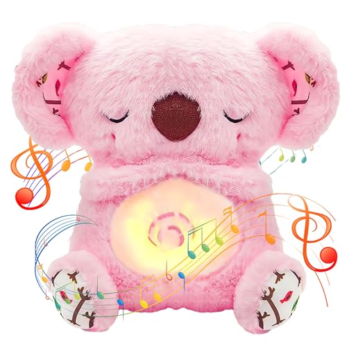 DAJASD Schlummer Otter, Schlummer Koala mit Herzschlag und Musik, Schlummer Otter Kuscheltier, Koala Kuscheltier Kinder Spielzeug mit Beruhigenden Geräuschen, Babyparty Weihnachten Geschenke - Rosa von DAJASD