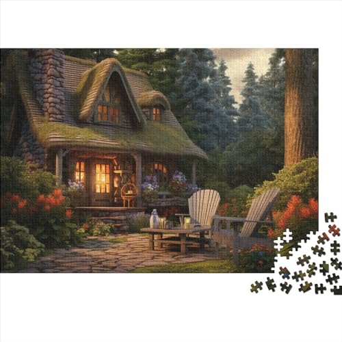 Cosy Cottage 300 Teile Puzzle Spielzeug Geschenk Kinder Lernspiel Log Cabin Für Erwachsenen Ab 14 Jahren 100% Recycelten Kartons 300pcs (40x28cm) von DAKINCHERRY