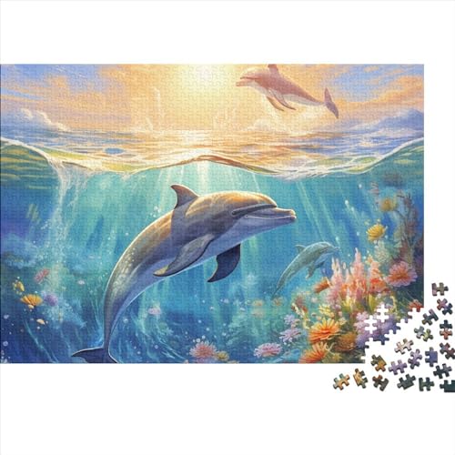 Dolphins 300 Teile Puzzle Puzzle-Geschenk Kinder Lernspiel Sea World Familienspaß Impossible Puzzle 300pcs (40x28cm) von DAKINCHERRY