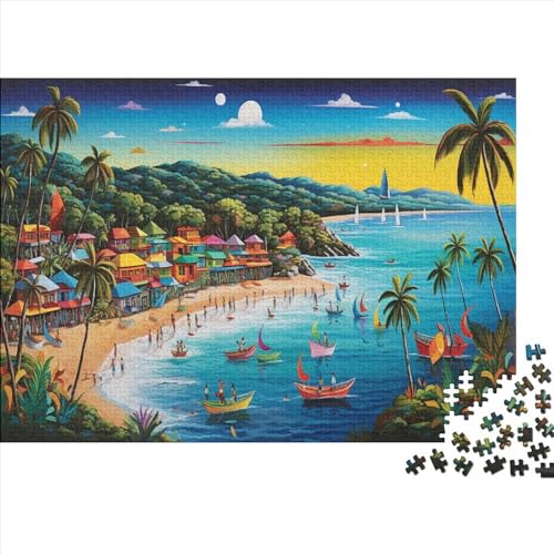 Holiday Bay 300 Teile Puzzle Puzzle-Geschenk Kinder Lernspiel Fairy Tale Town Für Erwachsenen Ab 14 Jahren 100% Recycelten Kartons 300pcs (40x28cm) von DAKINCHERRY