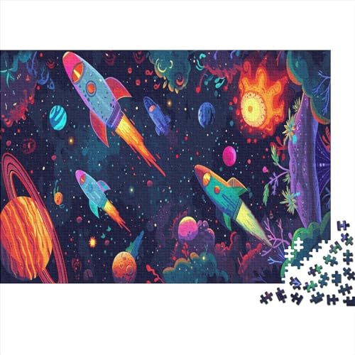 Outer Space 300 Teile Puzzle Puzzle-Geschenk Kinder Lernspiel Spaceship Familienspaß 100% Recycelten Kartons 300pcs (40x28cm) von DAKINCHERRY