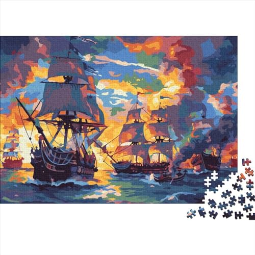 Pirate Battle-有水印 300 Teile Puzzle Spielzeug Geschenk Familien-Puzzlespiel Ocean and Sailing Für Erwachsenen Ab 14 Jahren Impossible Puzzle 300pcs (40x28cm) von DAKINCHERRY