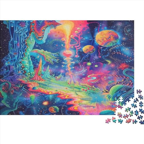 Psychedelic City 300 Teile Puzzle Premium Quality Puzzle Kinder Lernspiel Surrealistic Art Familienspaß 100% Recycelten Kartons 300pcs (40x28cm) von DAKINCHERRY