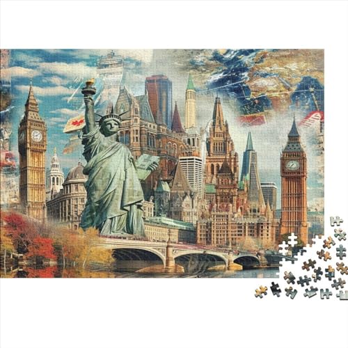 World City 300 Teile Puzzle Puzzle-Geschenk Familien-Puzzlespiel Für Erwachsene Und Kinder 100% Recycelten Kartons 300pcs (40x28cm) von DAKINCHERRY