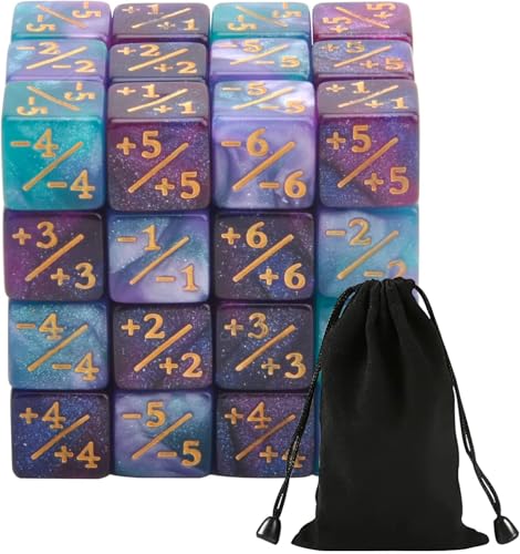 DAKLUNAR 48 Stücke Würfel Zähler, Token Würfel Loyalität Würfel D6 Würfel Kompatibel mit MTG CCG Kartenspiel Zubehör mit Aufbewahrungsbeuteln (Grünviolett und Violettblau) von DAKLUNAR