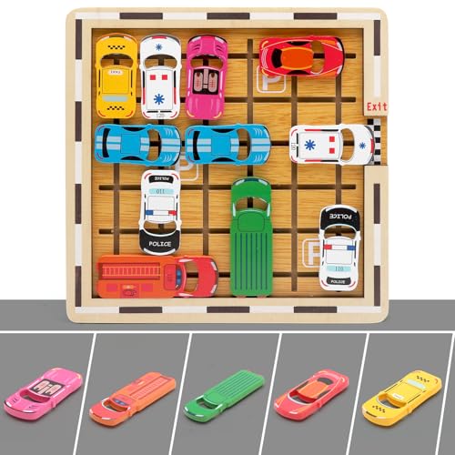 Rush Hour Spiel, Auto Spielzeug Stauspiel Logikspiel Das Stauspiel für Jungen Mädchen Denken Logik Puzzle Spiele ab 4 5 6 7 8 Jahren Brettspiele Kinderspielzeug Familienspiel Reisespiel 120 Levels von DAKLUNAR