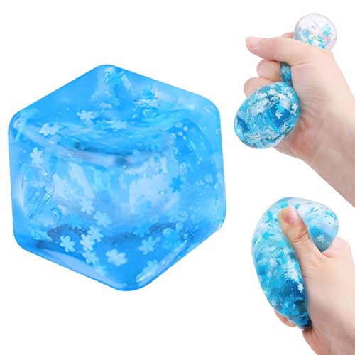 Eiswürfel Stress Balls, Stressbälle Squeeze Cube, Eiswürfel Stress Balls, Fidget Cube Angst und Stressabbau, Anti Stress Spielzeug Bälle, Blaues Cube Anti Stress Ice Cube für Kinder und Erwachsene von DAKLUNAR