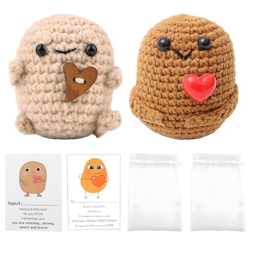 2 Stück Lustige Positive Kartoffel Puppes Set mit Positive Affirmationskarten, Kreative Positive Kartoffel Puppes, Mini-Plüsch Figuren für Familie und Freund, Freundin von DALAETUS