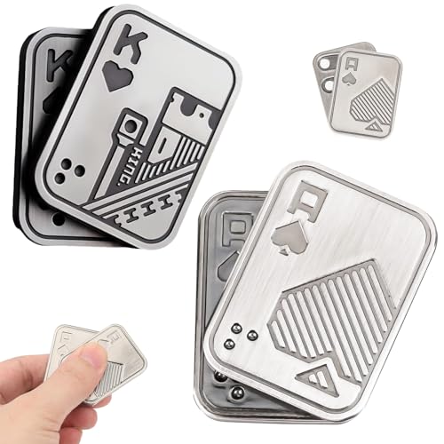 2 Stück Metall Poker Fidget Slider Set, Dekompression Fidget Toys Für Erwachsene,ADHS Autismus, Angst Stressabbau Fidget Slider Spielzeug für Erwachsene, Geschenke für Freund von DALAETUS