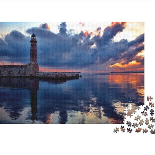 Lighthouse 1000 Teile Puzzles Herausforderung Spielzeug Puzzles Herausforderung Bunte Beleuchtung für Erwachsene Holzpuzzle Geschicklichkeitsspiel für die ganze Familie Geschenk Einzigartiges Puzzles von DALWI