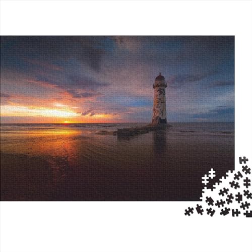 Lighthouse 1000 Teile Puzzles Herausforderung Spielzeug Puzzles Herausforderung Bunte Beleuchtung für Erwachsene Holzpuzzle Lernspiel Moderne klassische Puzzles 1000 Stück (75 x 50 cm) von DALWI