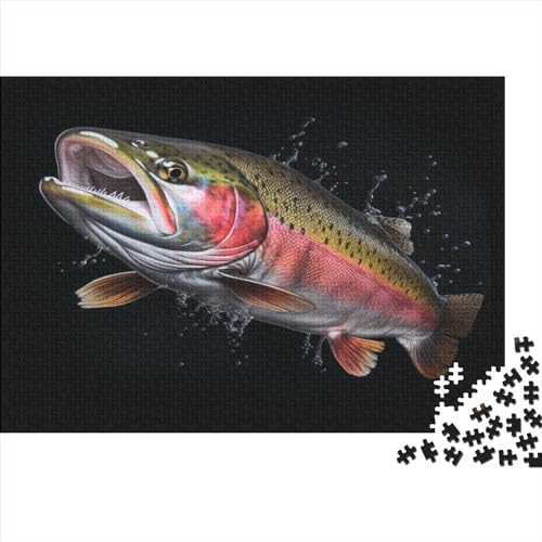 Unselfishnft_Black_Background_Rainbow_Trout_White_Charcoal_effe_189bade8-f4e4-484f-bc59-f0266c6ded9c Puzzle 300 Teile Puzzle Für Erwachsene Impossible Puzzle Für Die Ganze Familie Wohnkultur Puzzle- von DALWI