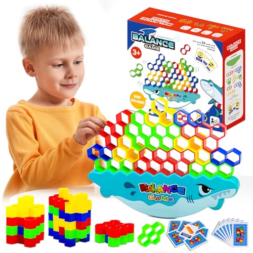 64PCS Tetra Tower Spiel, Tetris Balance Tower Game, Tetra Tower Building Blocks Brettspiel, Eltern-Kind Interaktive Montessori Spielzeug Puzzle, Swing Stack Balance Spielzeug für Kinder Erwachsene(A) von DAMIGHT