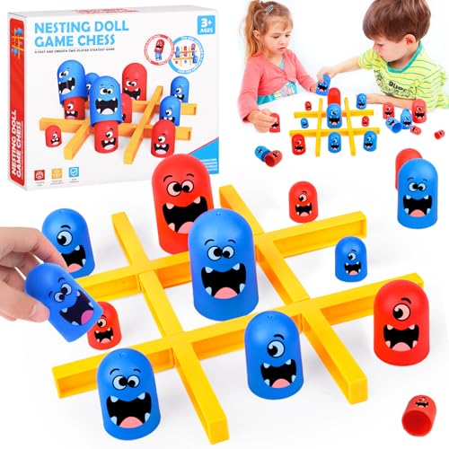 Tic Tac Toe Spiel, 2 Spieler Brettspiele, Big Eat Small Tic Tac Toe Spiel, Eltern Kind Interaktion Kinder Spiele Klassisches Familien Brettspiel, Tic Tac Toe Brettspiel für Kinder Erwachsene(A) von DAMIGHT