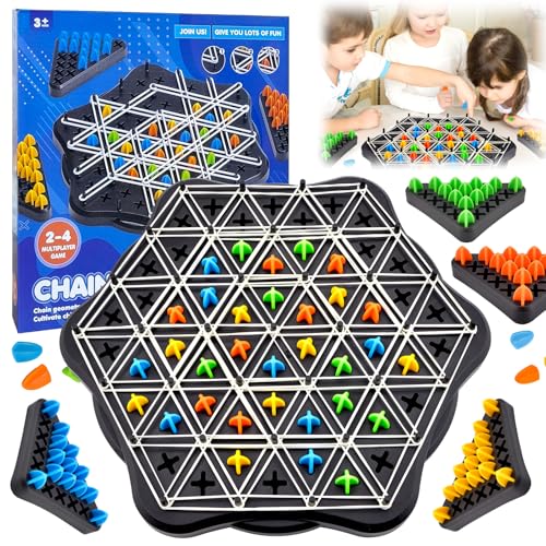 Triggle Spiel, Chain Triangle Game, Klassisches Strategie-Steckbrettspiel, Interaktives Desktop Brettspiel für Kinder, Lehrreiches Ketten-Dreieck-Schachspiel für Jungen Mädchen Erwachsene von DAMIGHT