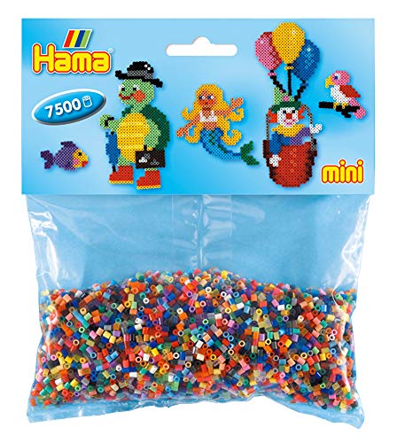 Hama Perlen 583 Bügelperlen Beutel mit ca. 7.500 Mini Bastelperlen mit Durchmesser 2,5 mm im bunten Mix mit 64 Farben, kreativer Bastelspaß für Groß und Klein von Hama