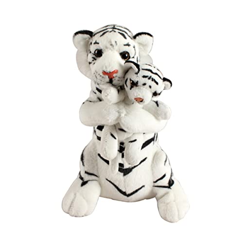 DANAIM 18-Zoll-Tiger-Plüschtier, Süßes Mutter- Und Kind-Tiger-Stofftier, Kreatives Mädchen, Beruhigt Schlafkissen, Wilde Tiere, Puppe, Kindergeschenk for Jungen Und Mädchen(White) von DANAIM