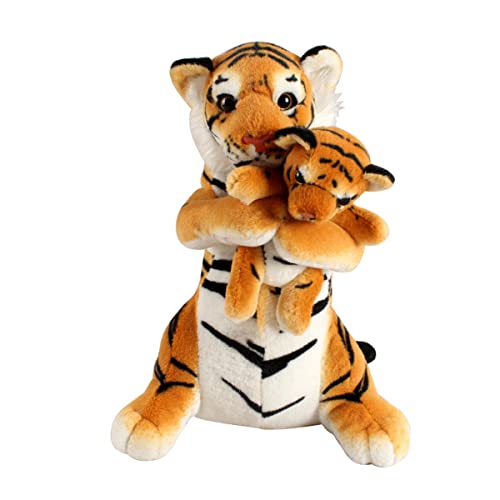 DANAIM 18-Zoll-Tiger-Plüschtier, Süßes Mutter- Und Kind-Tiger-Stofftier, Kreatives Mädchen, Beruhigt Schlafkissen, Wilde Tiere, Puppe, Kindergeschenk for Jungen Und Mädchen(Yellow) von DANAIM