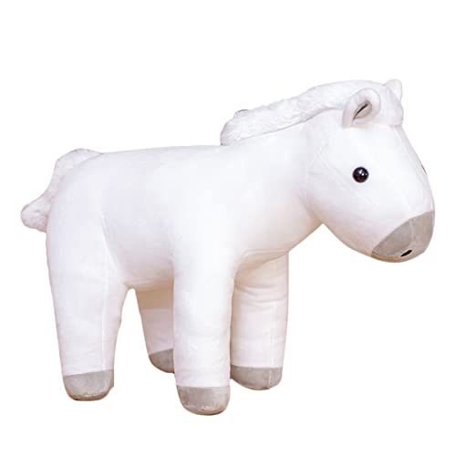 DANAIM Braunes Pferde-Plüschspielzeug, Simulations-Pferd-Plüsch-Stofftier, Niedliches Pony Mit Stehender Haltung, Umarmungsspielzeug, Schlafsofa, Dekoratives Geschenk for Kinder(White,31.5 inch) von DANAIM