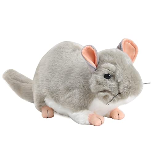 DANAIM Chinchilla Stofftiere Spielzeug 13,7 Zoll Mit Flauschigem Großen Schwanz Realistische Süße Maus Plüschpuppe Geschenk Maskottchen for Kinder Grau von DANAIM