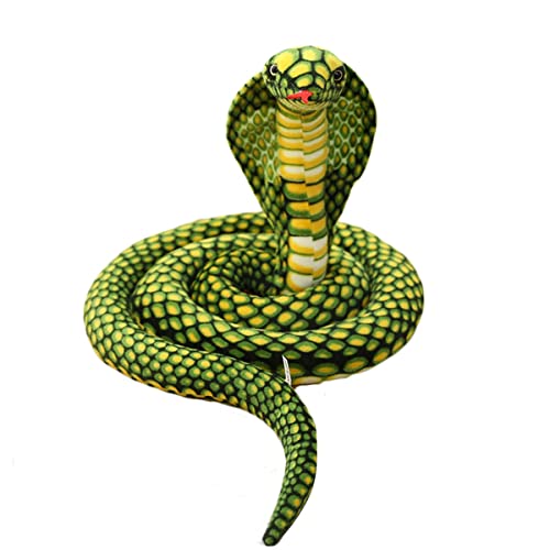 DANAIM Cobra Snake Stofftier Plüschtier Cobra Snake Tierkissen Realistisches Schlangenspielzeug Python Stuff Dolls Geschenke for Kinder Jungen Mädchen(Green,Length 170cm) von DANAIM