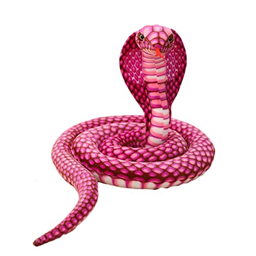 DANAIM Cobra Snake Stofftier Plüschtier Cobra Snake Tierkissen Realistisches Schlangenspielzeug Python Stuff Dolls Geschenke for Kinder Jungen Mädchen(Rose red,Length 170cm) von DANAIM