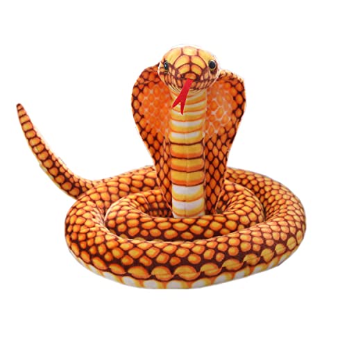 DANAIM Cobra Snake Stofftier Plüschtier Cobra Snake Tierkissen Realistisches Schlangenspielzeug Python Stuff Dolls Geschenke for Kinder Jungen Mädchen(Yellow,Length 170cm) von DANAIM