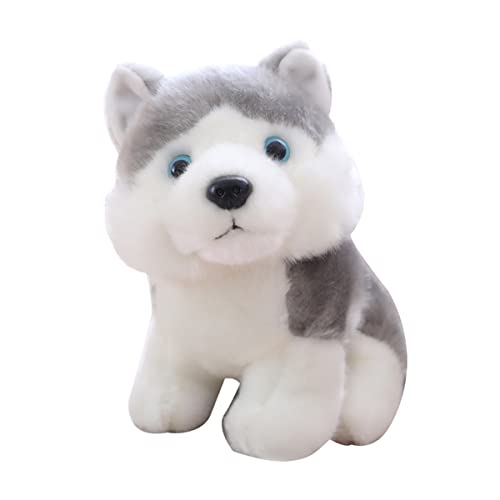 DANAIM Husky Wolf Hund Kuscheltier Spielzeug Welpenpuppe Simulation Husky Hunde Ornamente Weiches Kuscheln Entzückende Geschenke for Mädchen Jungen Geburtstag Kindertag(Husky Dogs,18cm) von DANAIM