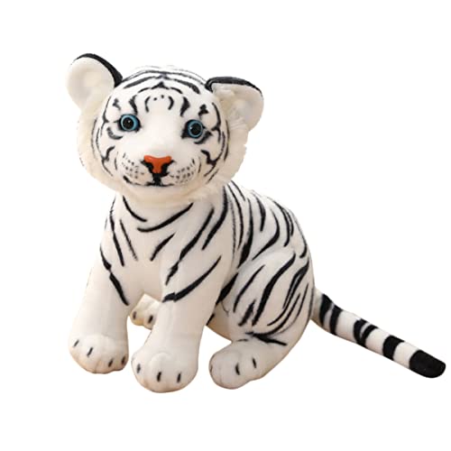 DANAIM Kuscheltiere Tigerspielzeug, Leopard Löwe Plüschtier 12 Zoll Süße Weiße Tigerplüschpuppe Weiches Geschenk Heimdekoration for Jungen Mädchen Kinder(White,Height 33cm) von DANAIM