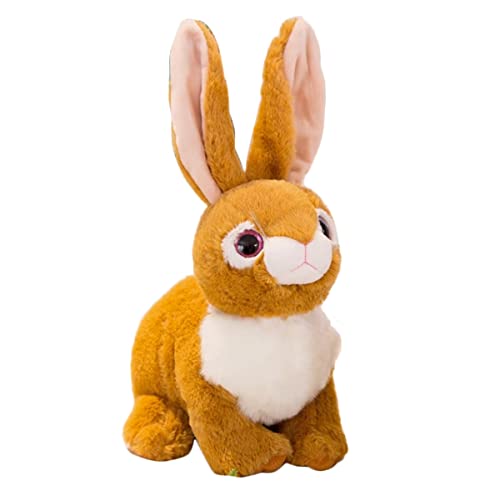 DANAIM Lebensechter Osterhase Stofftier Schönes Kaninchen Plüschtier Weiches Kaninchen 15,7 Zoll Hasen-Umarmungskissen for Mädchen Baby Kinder Kleinkinder Geburtstag(Brown,25cm) von DANAIM