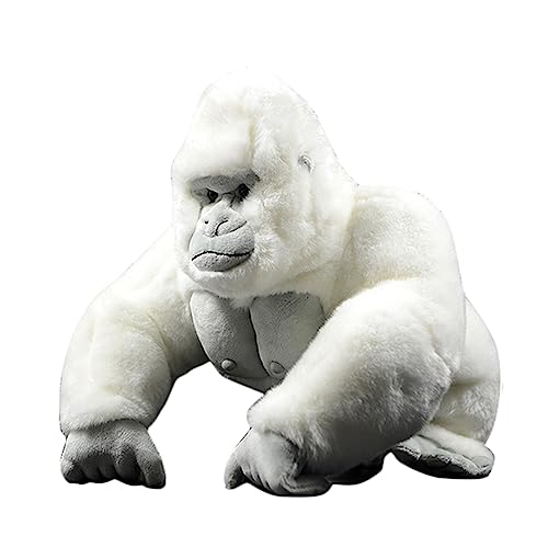 DANAIM Realistisches Albino-Gorilla-Stofftier, 35,6 cm Weiches Gorillas-Plüschtier, Niedliche Tierpuppe, Geschenke for Kinder, Geburtstag, Weihnachten von DANAIM