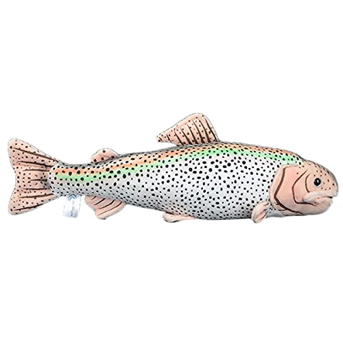 DANAIM Realistisches Regenbogenforellen-Plüschtier, 17 Zoll Bunte Regenbogenforellenfisch-Plüschtierfigur, Weiche Meerestier-Plüschpuppen for Kinder von DANAIM