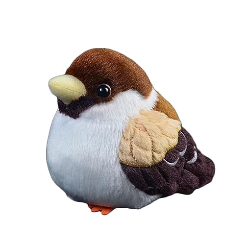 DANAIM Realistisches Spatz-Plüschtier, 4-Zoll-Spatz-Kuscheltiere, Kleine Vogel-Plüschpuppe for Kinder, Jungen Und Mädchen, Geschenke, Heimdekoration, Weiche Stofftiere(A) von DANAIM