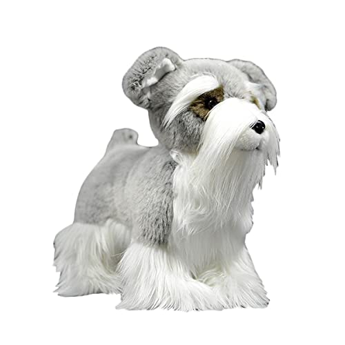 DANAIM Schnauzer-Hunde-Plüschtier, 25,4 cm, Graues Schnauzer-Stofftier, Süßes Welpen-Haustierspielzeug, Weiches Kissen, Puppen, Geschenk for Kinder, Geburtstag, Weihnachten, Halloween von DANAIM