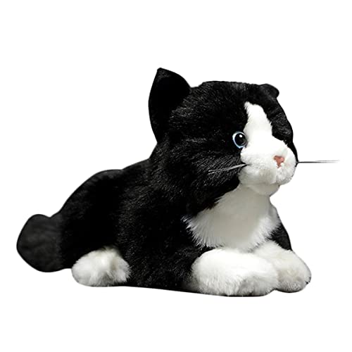 DANAIM Schwarz-weißes Katzen-Plüschtier, 20,3 cm Großes Haustier, Katze, Stofftier, Weiche Kätzchen-Puppe, Geschenk for Kinder, Geburtstag, Weihnachten, Kindertag von DANAIM