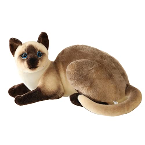 DANAIM Siamesische Katze, Stofftier, Plüsch, Bauchlage, Kurzhaarkatze, Plüsch, Kätzchen, Plüschtier, Haustiere, Plüsch, Weiche Puppen, Geschenke for Kinder, Geburtstag, Weihnachten(Brown,28cm) von DANAIM