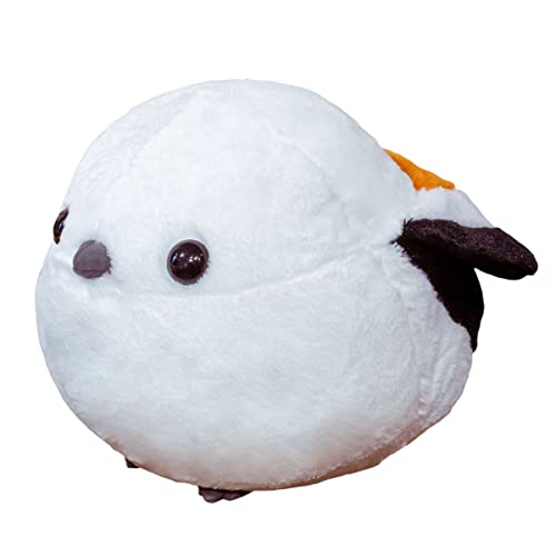 DANAIM Simulation Brauner Spatz Plüschvogel Plüschtier, Süße Weiße Meise Puppen Aegithalos Caudatus Stofftier Weiches Vogelkissen Geburtstag for Kinder(White,25CM) von DANAIM