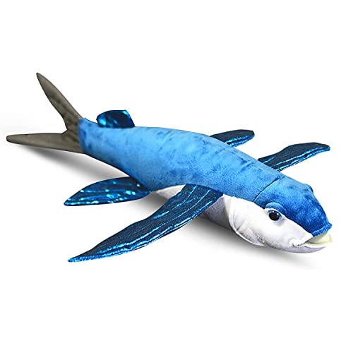 DANAIM Simulation Fliegender Fisch Plüschtier 18 Zoll Kleines Fliegendes Fisch Stofftier Spielzeug, Deep Animal Blue Fliegender Fisch Plüsch Umarmungsspielzeug for Kinder Jungen Mädchen von DANAIM