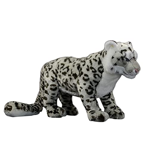 DANAIM Simulation Großes Schneeleoparden-Plüschtier, 19 Zoll Weißer Leopard Stofftier Niedlicher Leopard Wildtiere Puppe for Kindergeburtstag von DANAIM