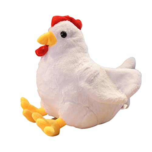 DANAIM Simulation Huhn Plüschtier Kreative Süße Henne Puppe Weiche Realistische Huhn Hahn Kuscheltiere Heimdekoration Geschenk for Kinder Geburtstag Weihnachten(White,40cm) von DANAIM