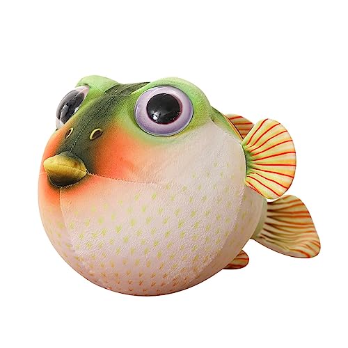 DANAIM Simulation Kugelfisch Stofftier, Niedliches Kugelfisch Plüschtier Kugelfisch Meerestier Plüschpuppe Weiches Wurfkissen Geschenke for Kinder Geburtstag Weihnachten(Green,26cm) von DANAIM