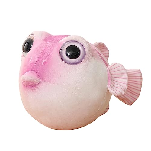 DANAIM Simulation Kugelfisch Stofftier, Niedliches Kugelfisch Plüschtier Kugelfisch Meerestier Plüschpuppe Weiches Wurfkissen Geschenke for Kinder Geburtstag Weihnachten(Pink,43cm) von DANAIM