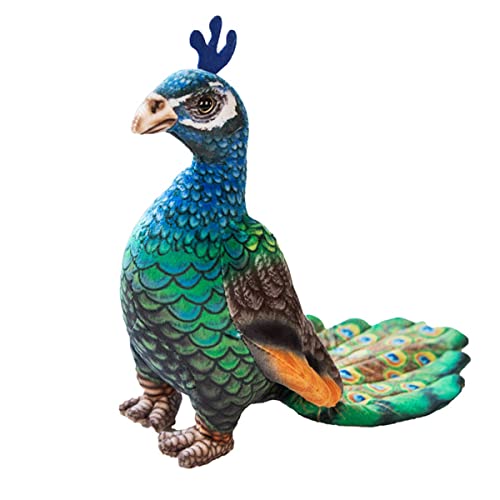 DANAIM Simulation Pfau Stofftier Blau Gekrönter Pfau Plüschtier Zoo Plüschpuppen Geschenke for Kinder Geburtstag Weihnachten(11 Inch) von DANAIM